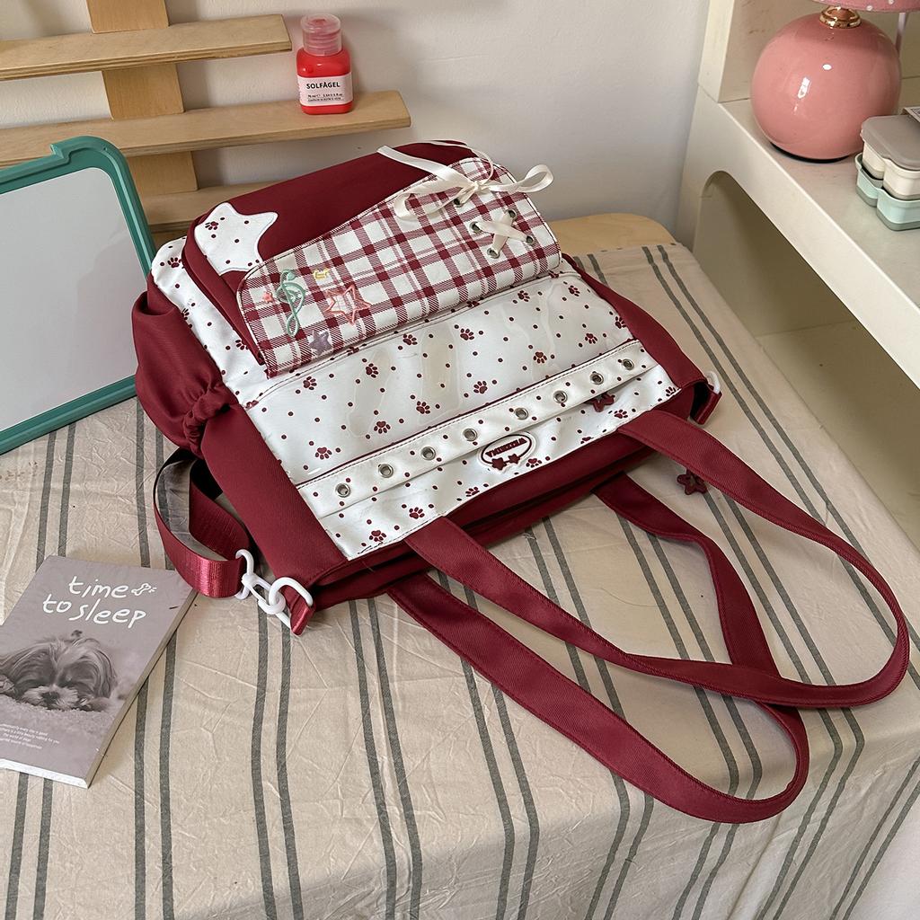Schoolbag New Retro Berry Color Junior High School Student High School Student Schoolbag Female Sweet Leisure Travel Light Backpack