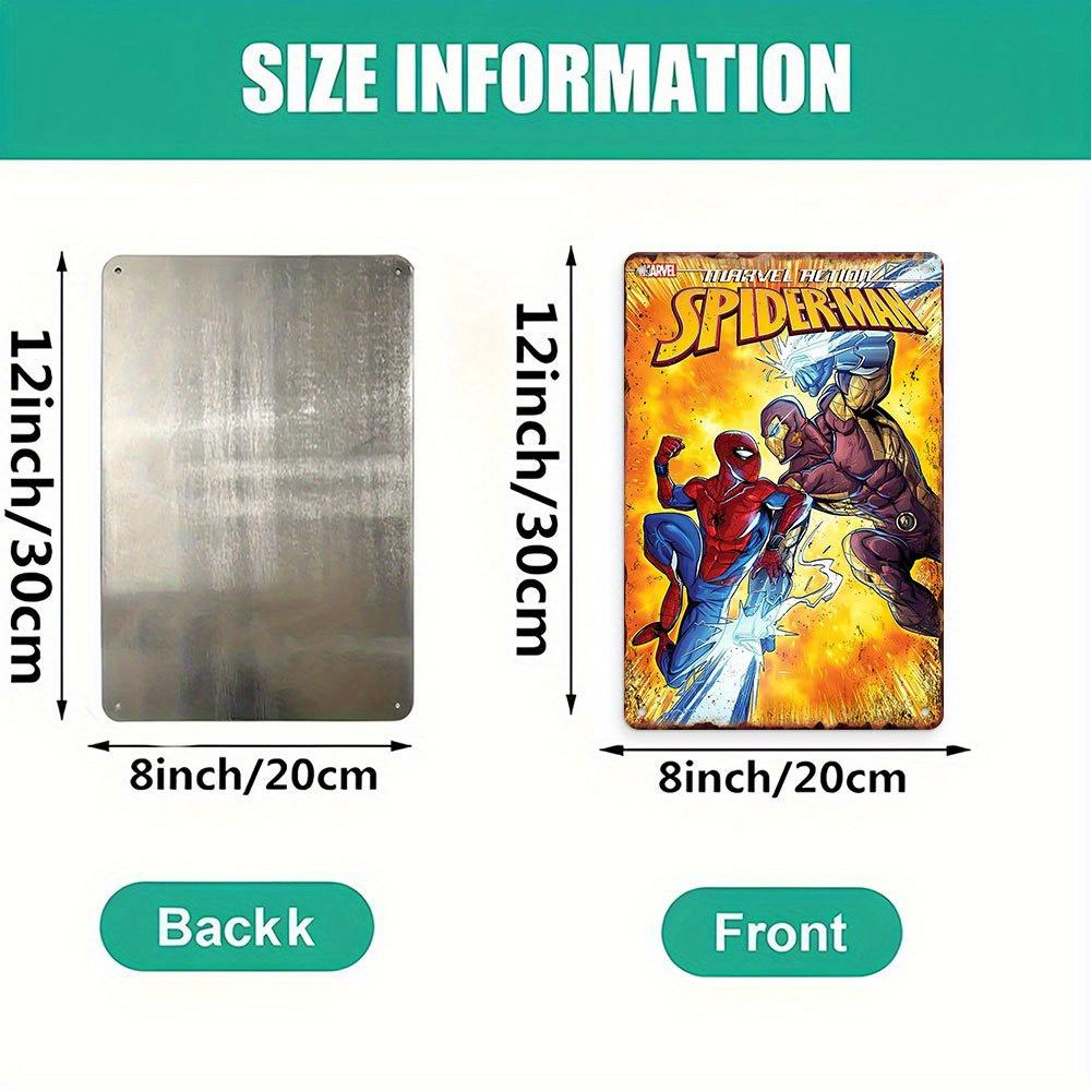 1 Marvel Tin Sign, Spider-Man vs. Villains Epic Showdown in the MCU Universe - Perfect for Walls, Rooms, Classrooms, Homes, Offi