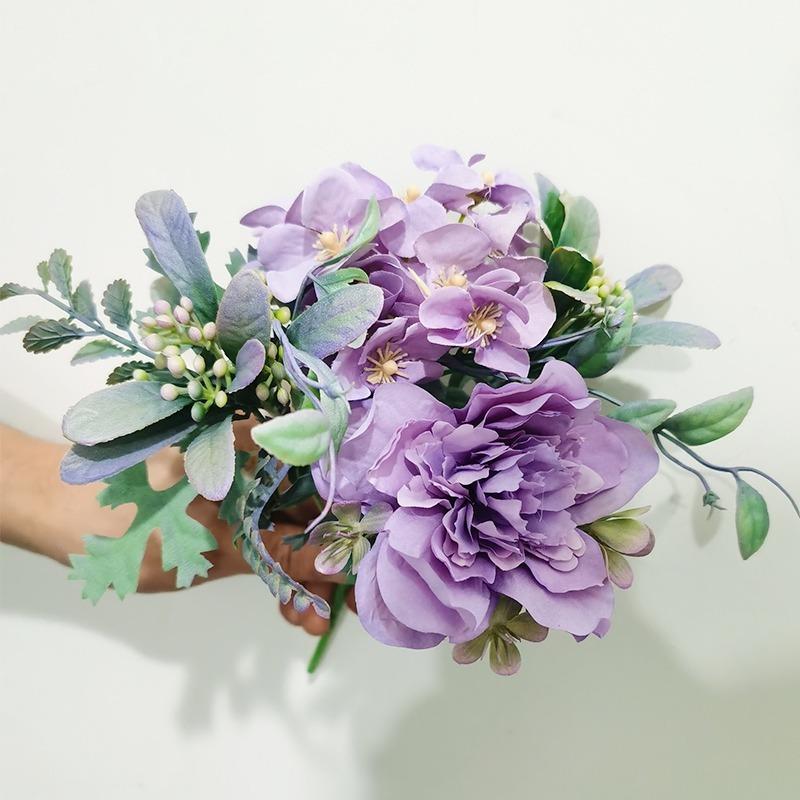 1 Bouquet Fiori Artificiali Seta Camelia Peonia Mini Bouquet di Fiori per Matrimonio Decorazione per Casa Festa