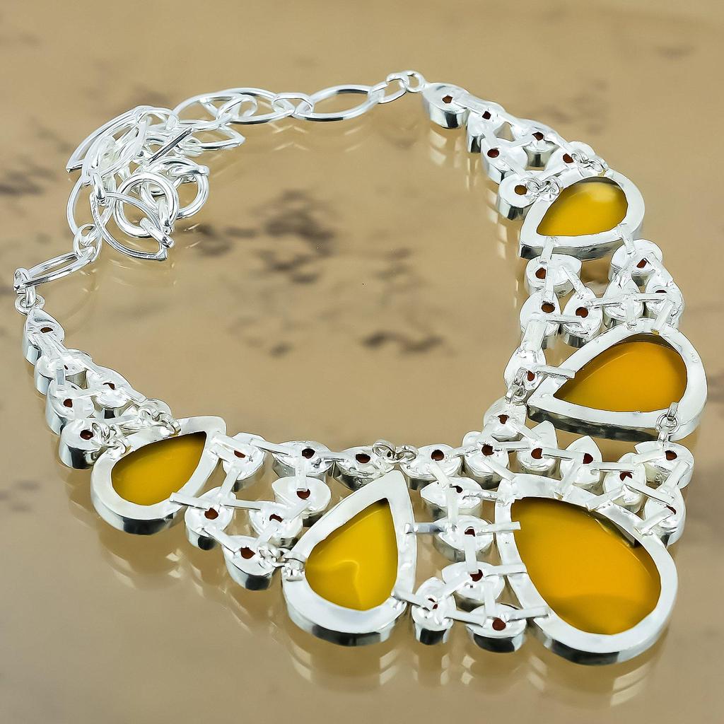 Natural Mookaite Gemstone 925 Silver Chain Adjustable Necklace For Women