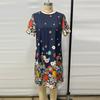 Fashion Short Sleeve Printed Loose Women's Dresses Summer Round Neck Elegant A Line Casual Floral Dress Ladies Vintage Slim Fit Female Dress 26176