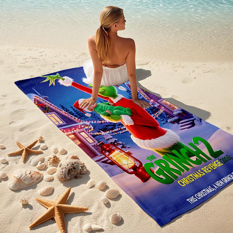 Christmas Gift Oscar Comedy Movie How the Grinch Stole Christmas soft beach towel outdoor camping vacation swinging beach scarf decorative blanket B11