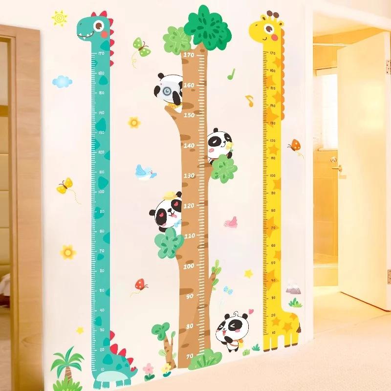 Cute Cartoon Height Sticker Unicorn Dinosaur Giraffe Wall Height Measuring Ruler Stickers For Kids Room Kindergarten Decor