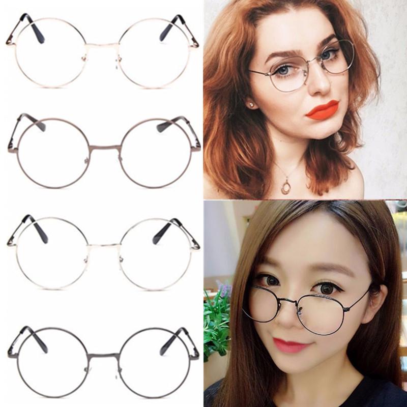 Anti-Blu-Ray Glasses Round Frame Retro Full Frame Protection Eye Personality Flat Light No Degree Gold