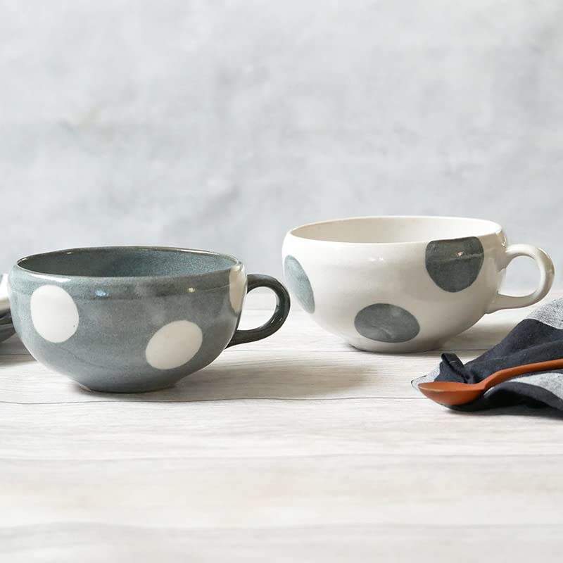 EAST table Soup Polka Dot Gray Cup, 390cc, Design,