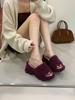 Sheep Curly Wool Slippers Women's Outer Wear 2025 New Autumn and Winter Feeling Thick Bottom Heightening Small Slope Heel One-word Drag