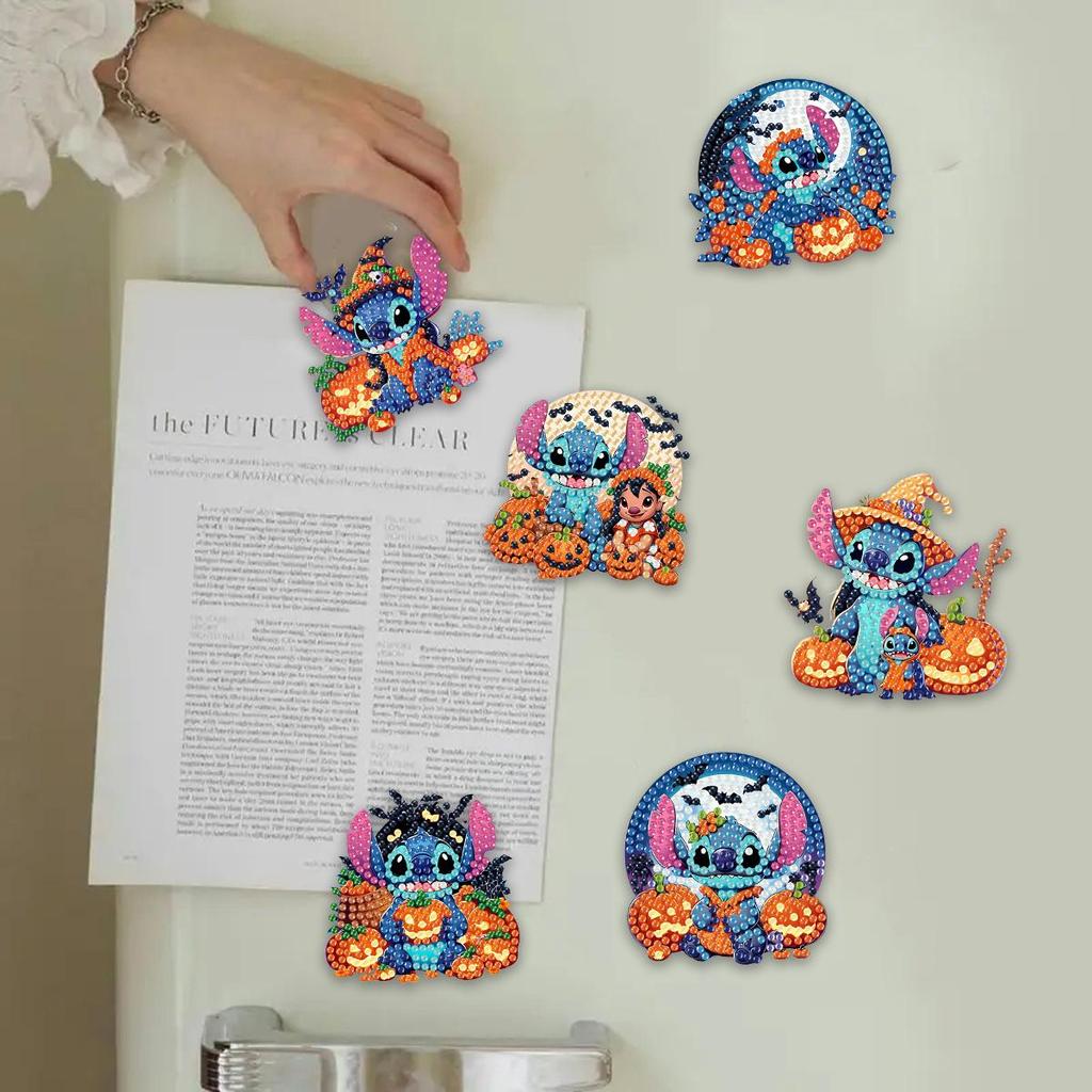 6Pcs Halloween Series Diamond Art Fridge Magnet Diamond Painting Refrigerator Magnet Diamond Painting Fridge Magnet for Adults Beginners