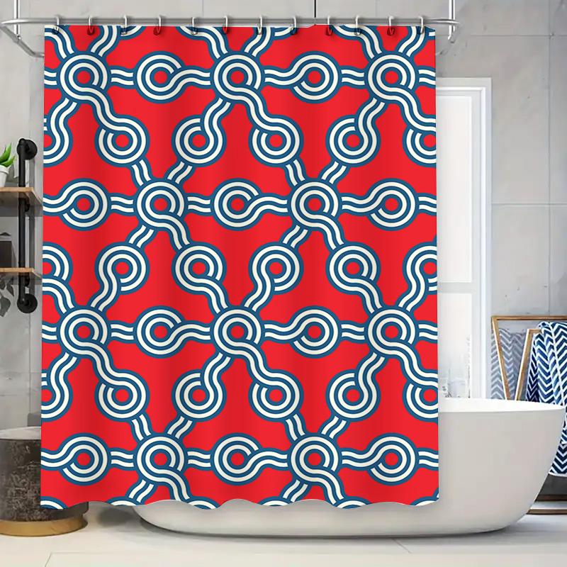 

Delightful Heart Shower Curtain: Vibrant Red White Floral Pattern For Bath Decor Modern Home Decor Bathroom Accessories Set W60H190(CM)-1 Pcs