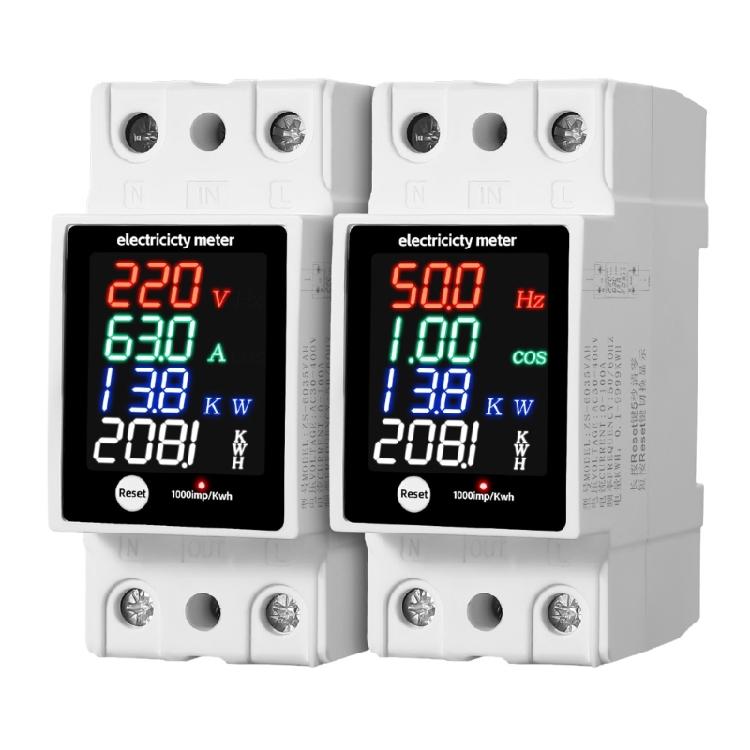 High Accuracy Electrical Parameters Meter Electric Current Power Monitors DIN Rail Mount Flame Retardant Case LED Display