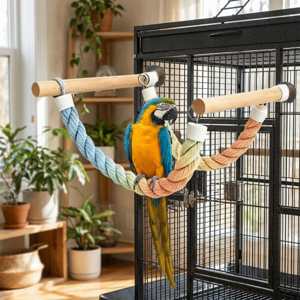 Bite Resistant Parrot Climbing Perch Suction Cup Hanging Bird Swing Bird Swing Toy  Bird Cages
