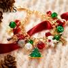 Lässiges tägliches Winter Schmuckstück Weihnachten Charm Armband für Frauen, Weihnachtsmann Schneemann Glocke Handschuh Festlicher Schneeflocken Armreif Baum Anhänger Armband,