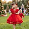 Girls Short Sleeve Tulle Sequin Princess Dress For Birthday Party