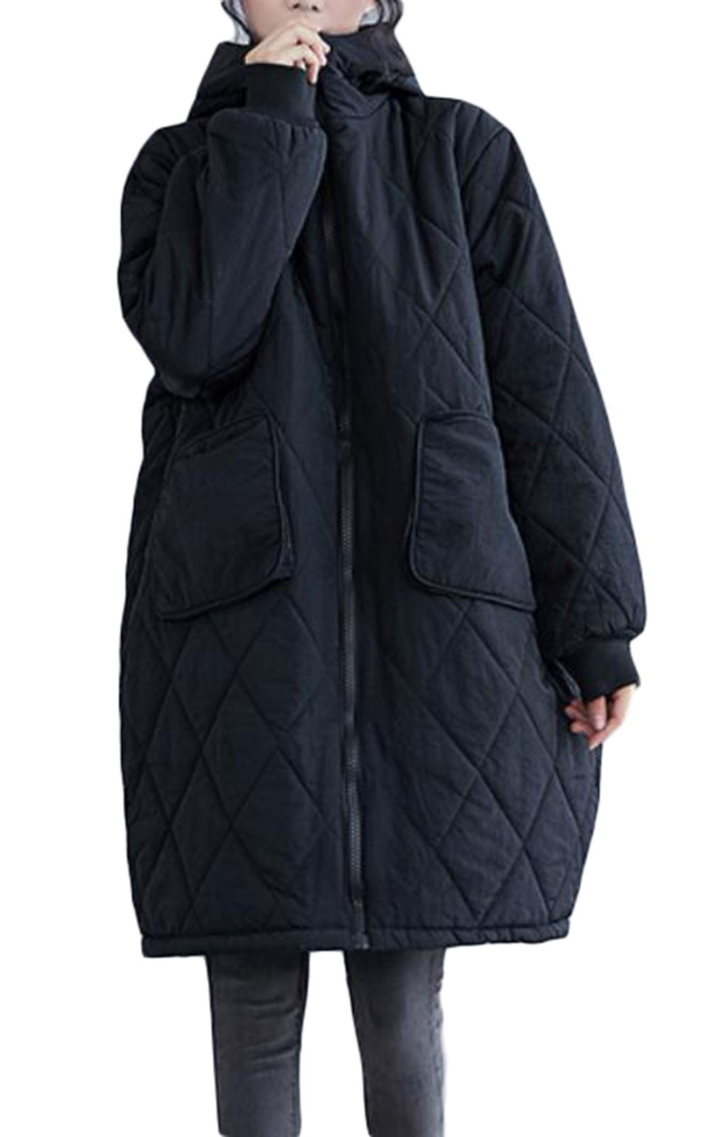 

Bestmood Модний Вільний Довгий Корейський Верхній Одяг Жіноче Пальто, Оверсайз, З Підкладкою, Приталений, Пальто, Мода, (Вільний розмір, чорний) чорний