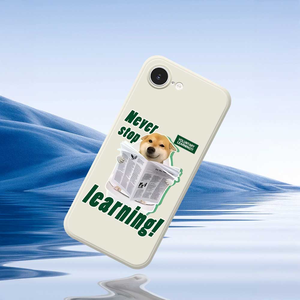 For iPhone 16e Case Learning Dog Pattern Printing Straight Edge TPU Phone Back Cover