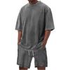 Men's Summer Casual 2-Piece Outfit Round Men's Neck Short Sleeve Tee Shorts Set