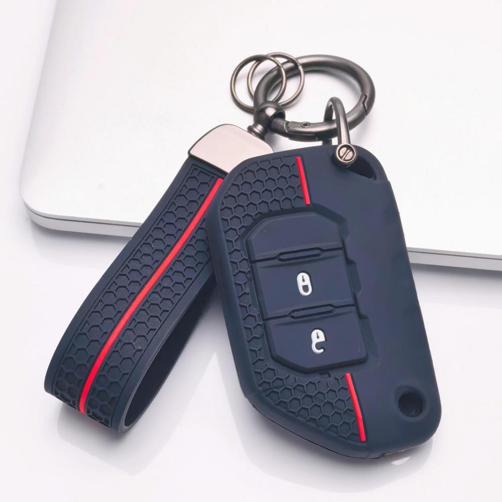 Silicone Key Fob Cover with Keychain for Jeep Wrangler JL Gladiator JT 2018-2025, for Your Key, Protective Accessory, Key Fob Protection