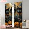 2pcs  2D plane printing Contemporary Curtains Witch Black Cat and pumpkin themed Durable 100% Polyester Fabric (without rod)