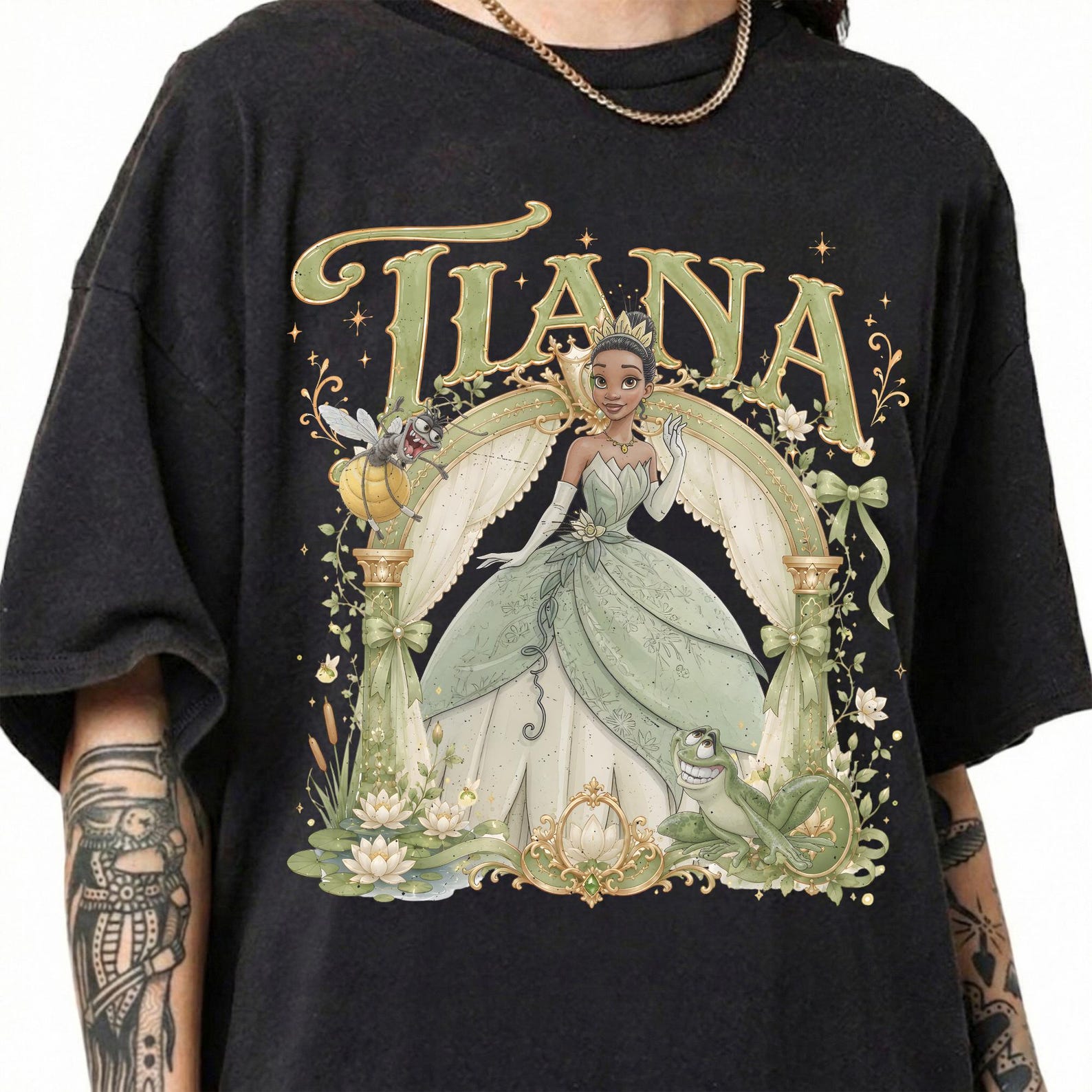 Princess Tiana Shirt, Tiana Bayou Comfort Colors Tee, Princess And The Frog Floral Graphic, Disney Family Trip Gift 2XL