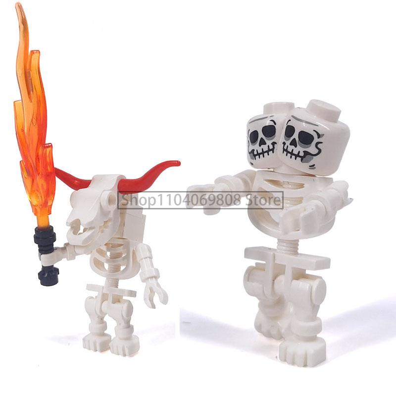 MOC Halloween Building Blocks Skeleton Army Knight Figures Flame Horse Medieval Vampire Furniture Assembly DIY Bricks Toys Gifts