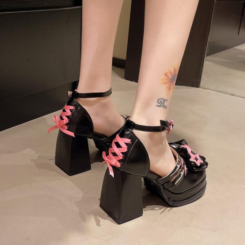 Fashion Lolita Shoes Fashion Buckle Strap Thick Sole High Heel Single Shoes Round Toe Platform Women Pumps Mary Janes Lolita Skirt Shoes