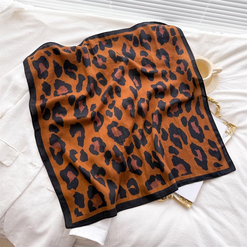 Women S Leopard Print Small Square Scarf For Sun Protection And Fashion