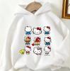 2026 Autumn Cartoon Print Hello Kitty Hooded Sweatshirt Winter Casual Street Fashion Tops Boys and Girls 3-14 Year Hoodie