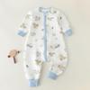 Three-Layer Quilted Children's Sleeping Bag: Anti-Kick Footed Blanket for Boys & Girls, One-Piece Pajamas for Autumn and Winter.