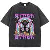 Oversized Women Washed T-Shirts Rainbow And Butterfly Printed Tee Shirts Cotton Oversize Tees Vintage Female Clothes