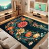 Floral Garden Theme Crystal Velvet Floor Rug Personalized Custom Name Text Warm Carpet Home Decoration