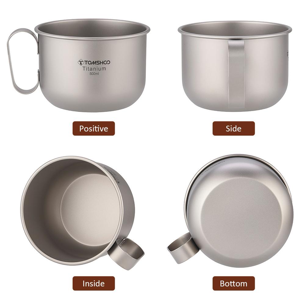 500ml Titanium Cup with Lid and Handle Camping Coffee Cup Lightweight Coffee Pot for Backpacking