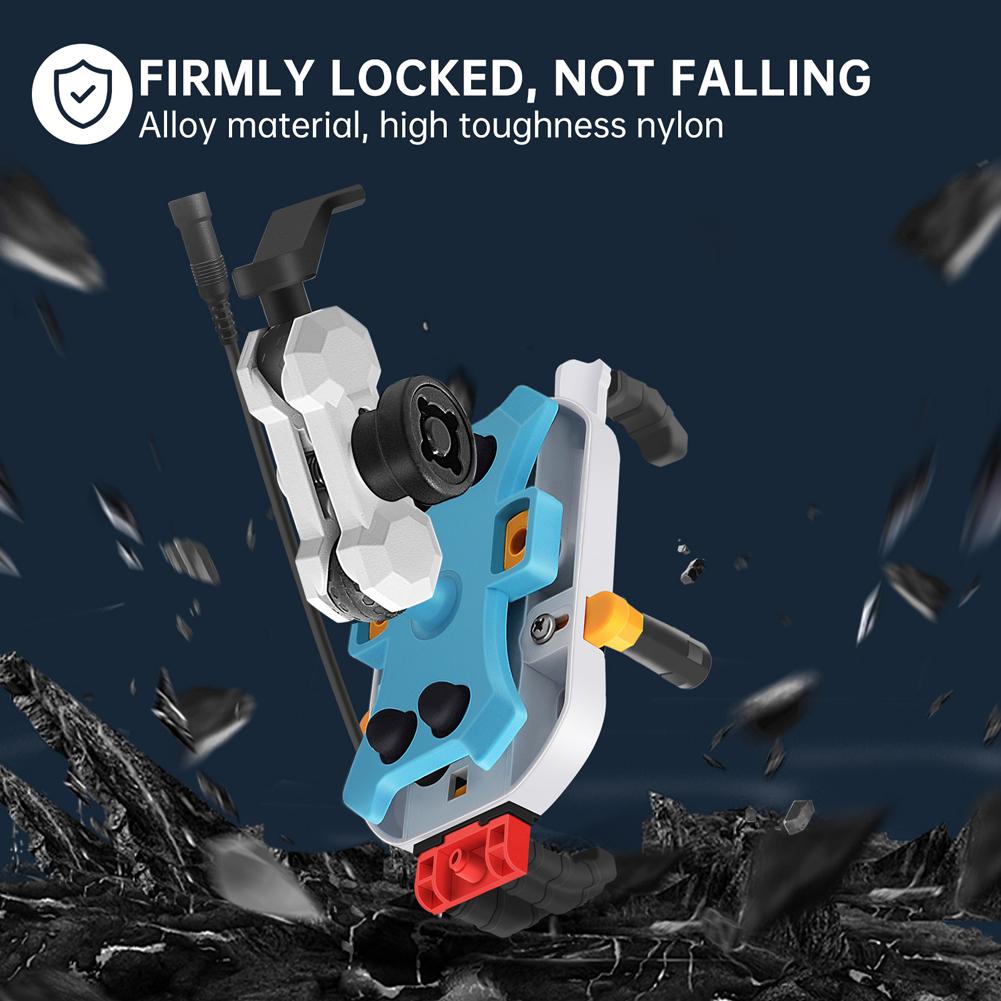 15W Wireless Charging Cellphone Support 360 Degree Rotating Mobile Phone Bracket Telescopic Motorbike Phone Support Shockproof