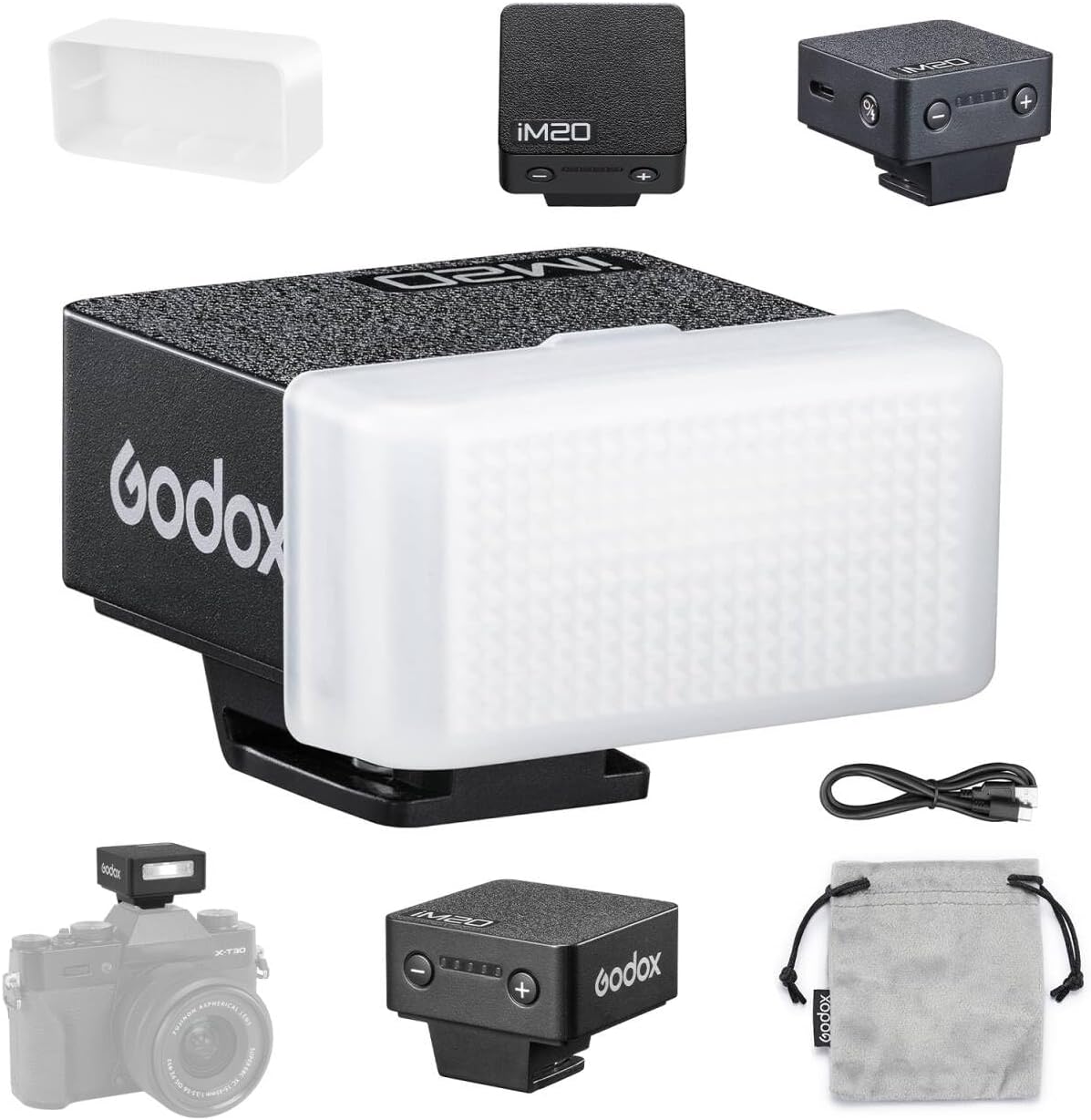 Godox iM20 Мини-вспышка для камеры Speedlite - 470 мАч/Зарядка Type-c/440 вспышек на полной мощности/Время перезарядки 3 с/5 уровней мощности/Ручной,Вспышка для камеры для Sony...