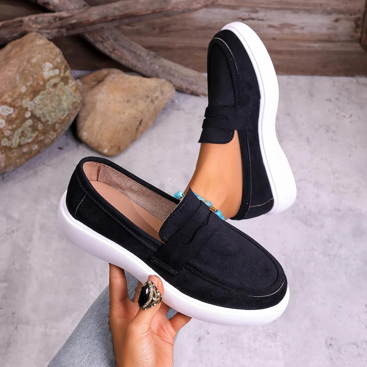 Dames Sneakers Lente Instappers Platte Zachte Zool Comfort Schoenen Suède Casual Instappers Buiten Ronde Neus Sneakers Vrouw 43