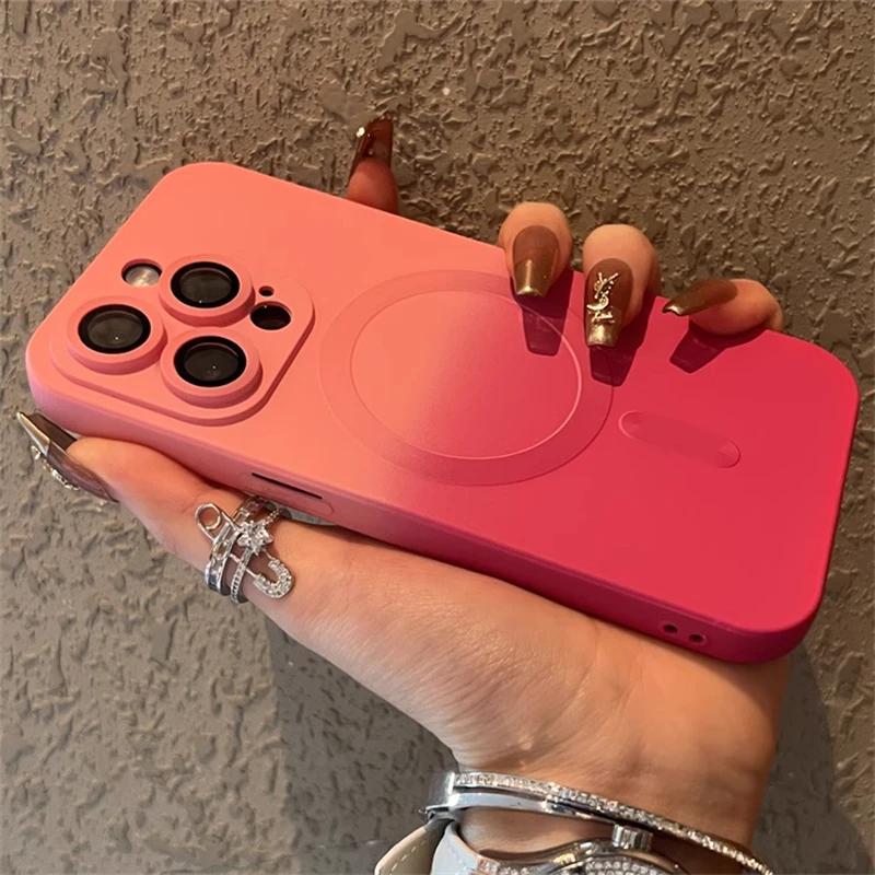 Luxury Gradient Soft Silicone Case For Magsafe Wireless Magnetic Charge For iPhone 15 14 12 11 13 Pro Max Plus Matte Color Cover