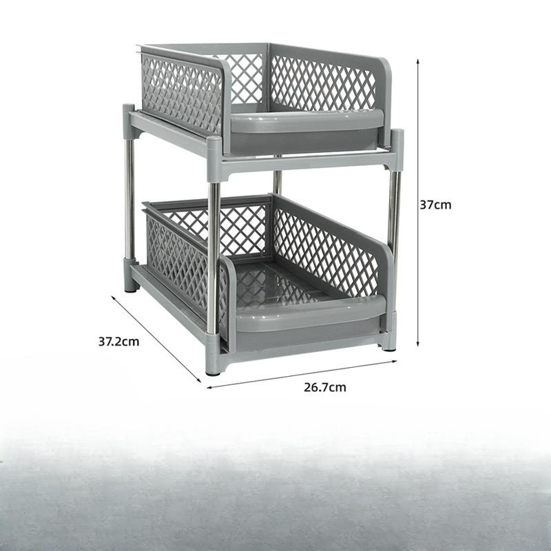 2-stöckiger Küchenorganizer Mesh Untertisch-Schubladenorganizer mit Ausziehschublade Badezimmer Schreibtischregal