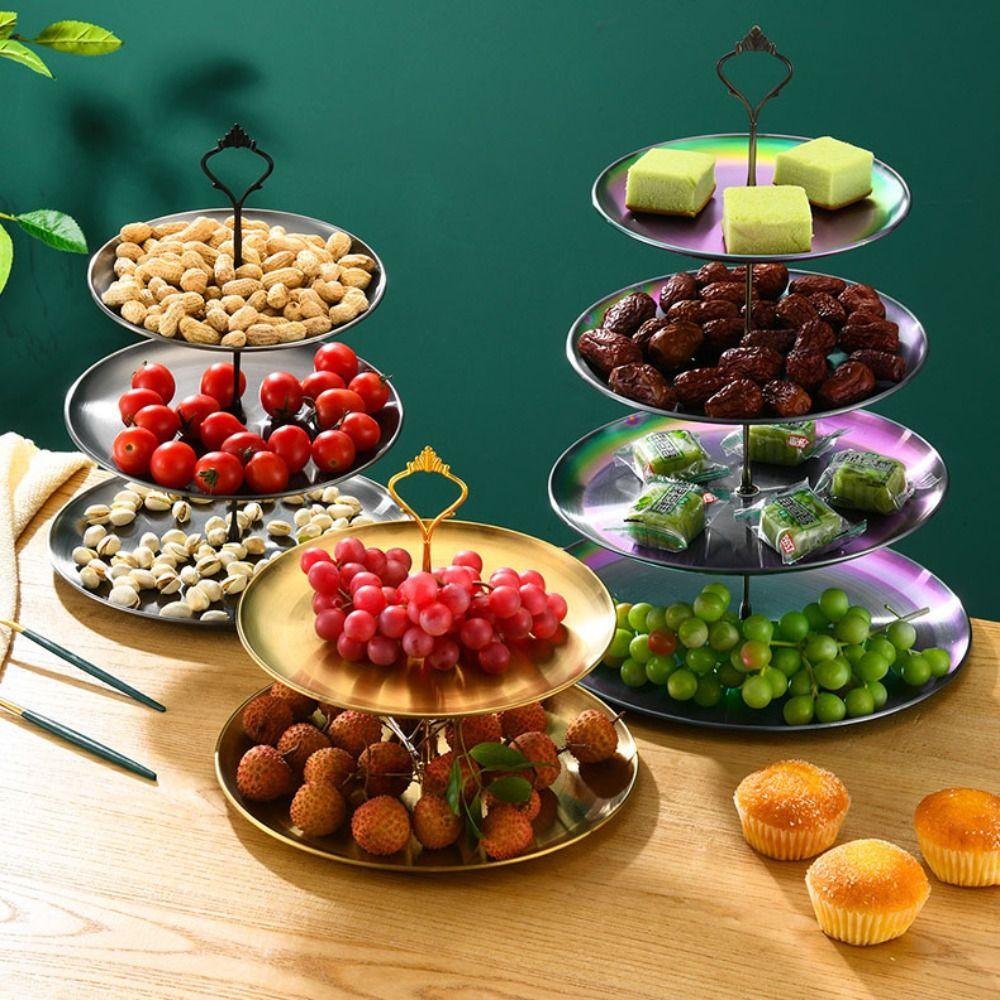 2/3 Layer Stainless Steel Fruit Stand Easy to Use Dessert Display Holder Cake Dessert Tray  Kitchen