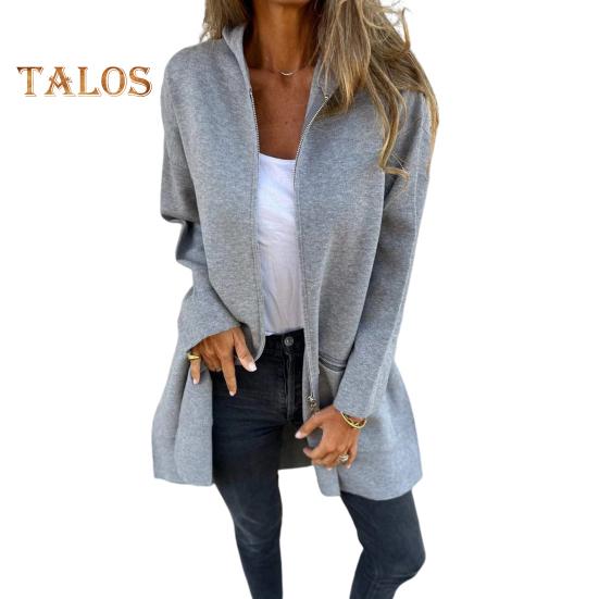 Women Jacket Windbreaker Style Hooded Zippered Pockets Solid Color Zipper Closure Thermal Long-Sleeved Biking Hiking Workout Spring Fall Winter Coat