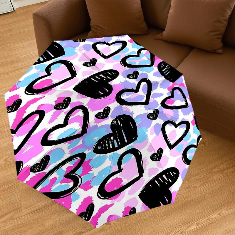1PC Heart Umbrella-8-Rib Reinforced, Automatic Open, Lightweight & Durable, Fashion Accessory for Outdoor, J0371