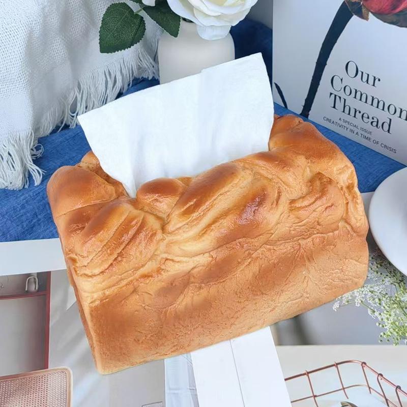 1Pc Creative Funny Bread Tissue Box Artificial Elastic Butter Toast Shape Storage Box Simulation Bread Design Drawer Napkin Box