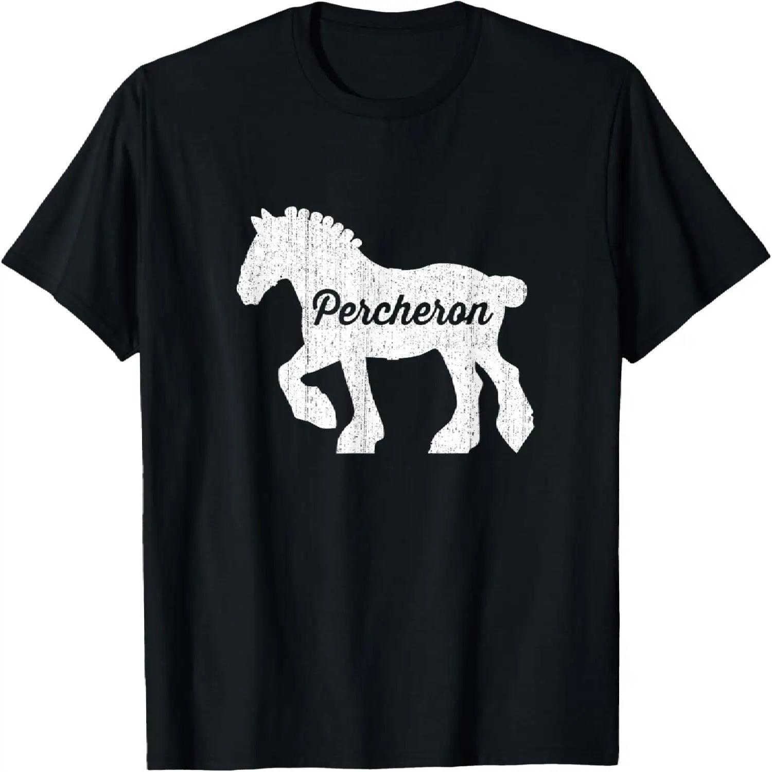 Distressed Silhouette of Percheron Draft Horse T-Shirt S разноцветный