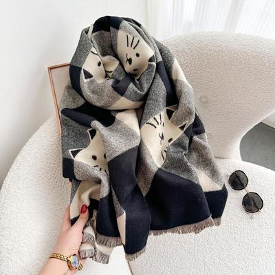 Women's Plaid Cat Imitation Cashmere Scarf Shawl