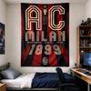 AC Milan 1899 poster prints outlined gold AC MILAN numerals over red-black vertical stripes, retro football-club poster in scarlet Wall Hanging