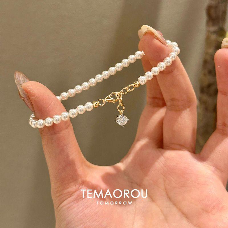 

Нишевый стиль Shijia Женское украшение на руку из 14-каратного золота с белым жемчугом Gold pearl bracelet single ~ about 14+2cm