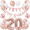 Tonpop Birthday Balloon Set Decoration 20th Happy Birthday Garland Large Number Paper Confetti Balloons Party Gift Surprise Adults Girls Rose Pink