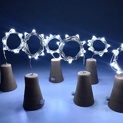 

2M 20LEDs Solar Wine Bottle String Light Solar Copper Wire Fairy Lights Cork Shape Christmas Lamp For Wedding Party Garden Dec