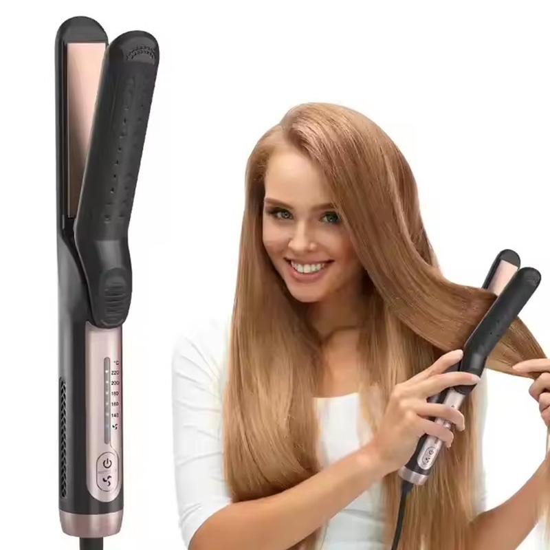 Portable Hair Styling Quick Heating LED Light Display 2 In 1 Mini Air Styling Flat Iron Straightener