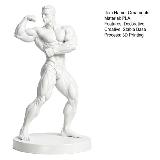 Figurina Bodybuilder Maschile Posa Bicipiti Alto Davanti Stampata 3D, Figura Uomo Muscoloso, Figurina Decorativa Sportiva per Esercizio, Souvenir Decorazione Collezionabili