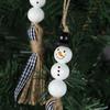 Snowman Bead Garland Exquisite Adorable Wood Rustic White Christmas Snowman Bead for Home Decor