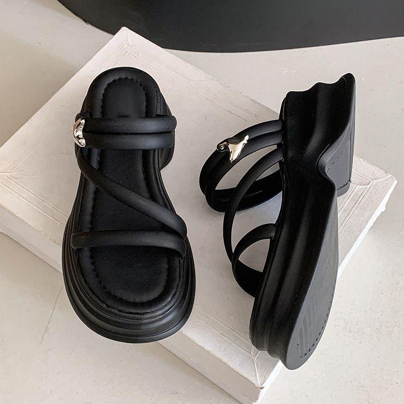 Premium Thick-soled Cool Slippers Women's Summer Wear Fashion Fairy Style with Skirt Muffin Beach Shoes 2025 New