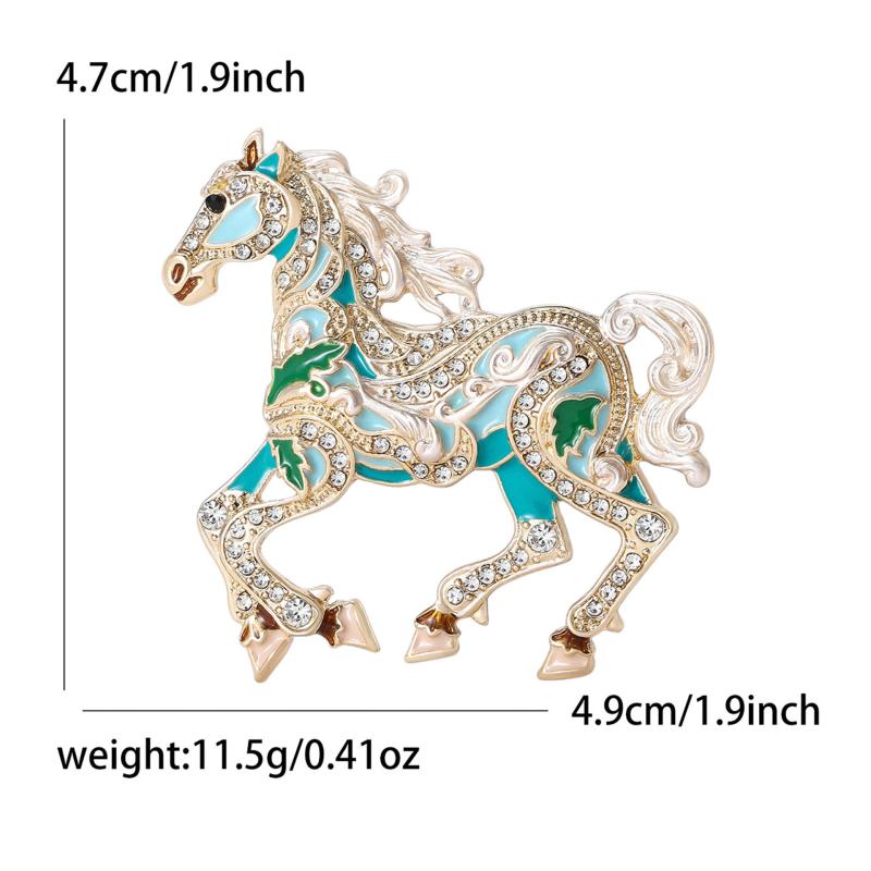Vintage Court Style Enamel Galloping War Horse Brooches Pins For Women Clothing Accessories Men Fashion Suit Lapel Corsage